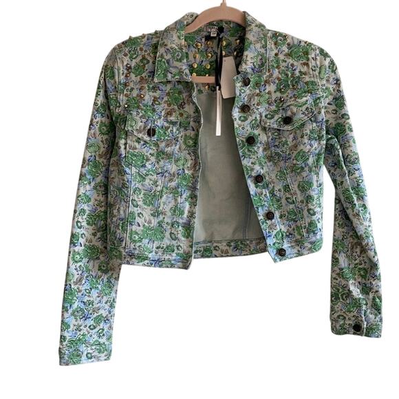 Buffalo David Bitton NWT Floral Studded Crop Denim Cowboy Rodeo Western Boho S - Picture 2 of 9